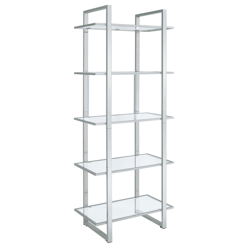 Hartford 79-inch 5-shelf Glass Bookshelf Chrome - 805538