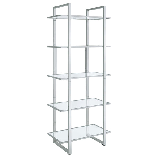 Hartford 79-inch 5-shelf Glass Bookshelf Chrome - 805538