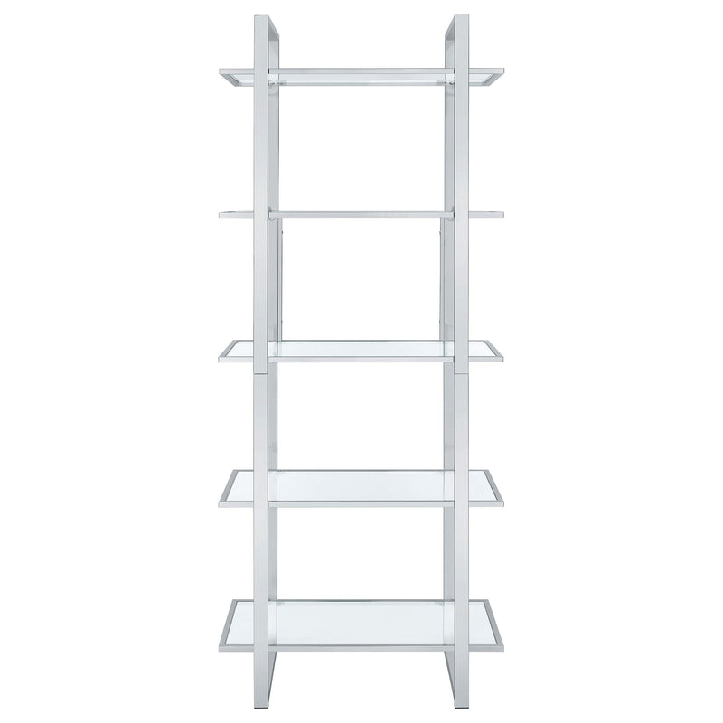 Hartford 79-inch 5-shelf Glass Bookshelf Chrome - 805538