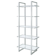 Hartford 79-inch 5-shelf Glass Bookshelf Chrome - 805538