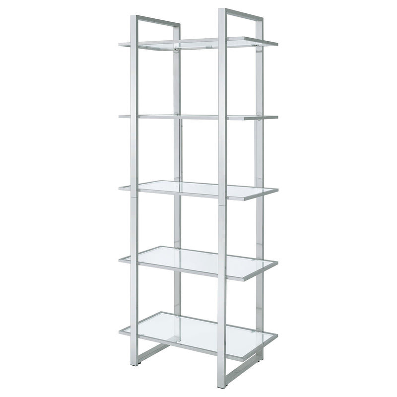 Hartford 79-inch 5-shelf Glass Bookshelf Chrome - 805538