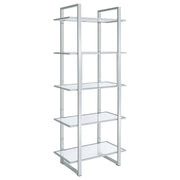 Hartford 79-inch 5-shelf Glass Bookshelf Chrome - 805538