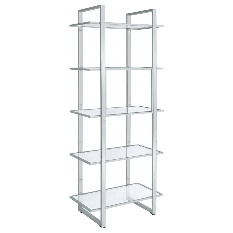 Hartford 79-inch 5-shelf Glass Bookshelf Chrome - 805538