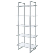 Hartford 79-inch 5-shelf Glass Bookshelf Chrome - 805538