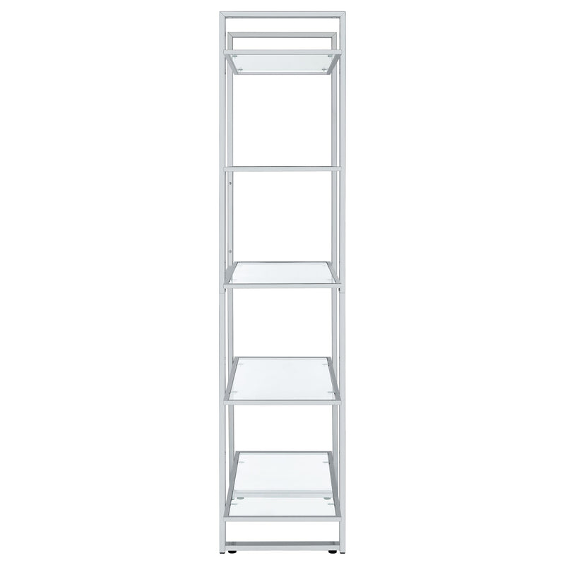 Hartford 79-inch 5-shelf Glass Bookshelf Chrome - 805538