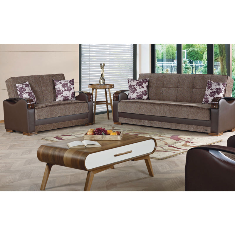 Hartford 87 in. Convertible Sleeper Sofa in Brown with Storage - Gate FurnitureSleeper Sofa