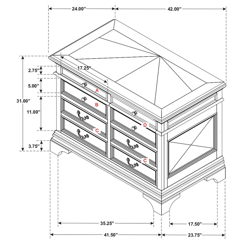 Hartshill 5-drawer Home Office File Cabinet Burnished Oak - 881284