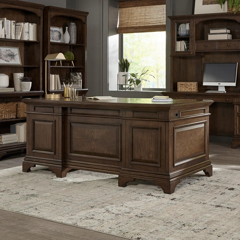 Hartshill 72-inch 7-drawer Executive Desk Burnished Oak - 881281