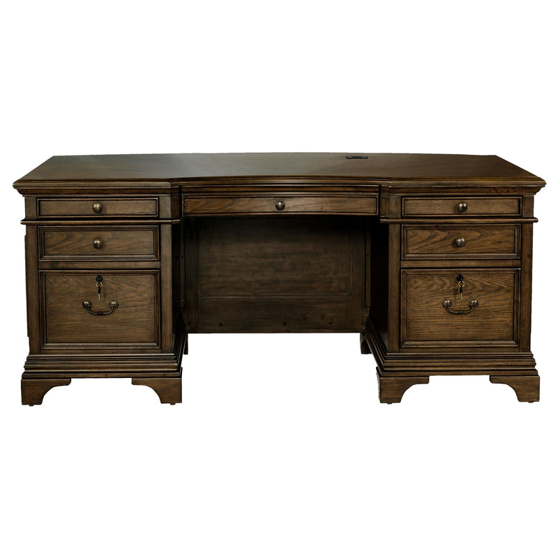 Hartshill 72-inch 7-drawer Executive Desk Burnished Oak - 881281