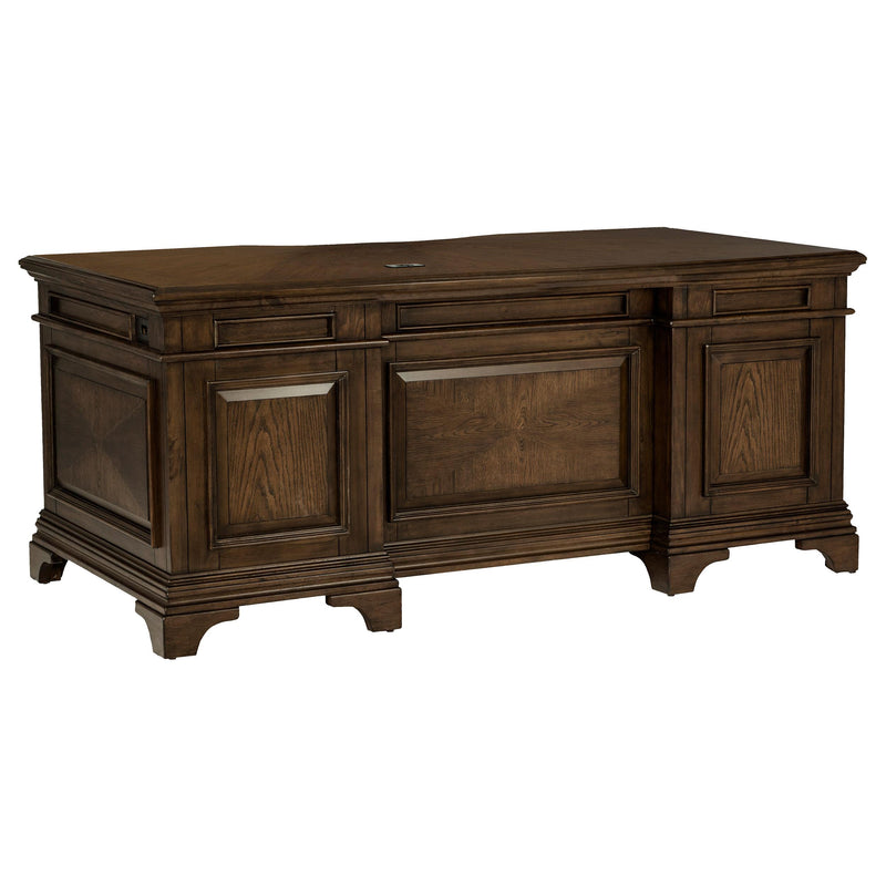 Hartshill 72-inch 7-drawer Executive Desk Burnished Oak - 881281