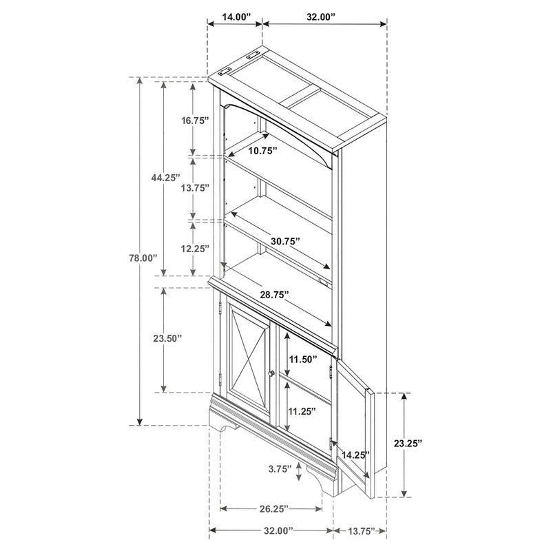 Hartshill 78-inch 3-shelf Cabinet Bookcase Burnished Oak - 881286
