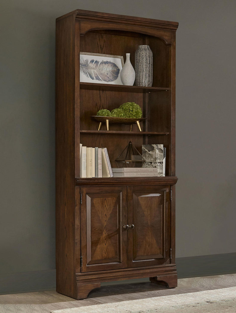 Hartshill 78-inch 3-shelf Cabinet Bookcase Burnished Oak - 881286
