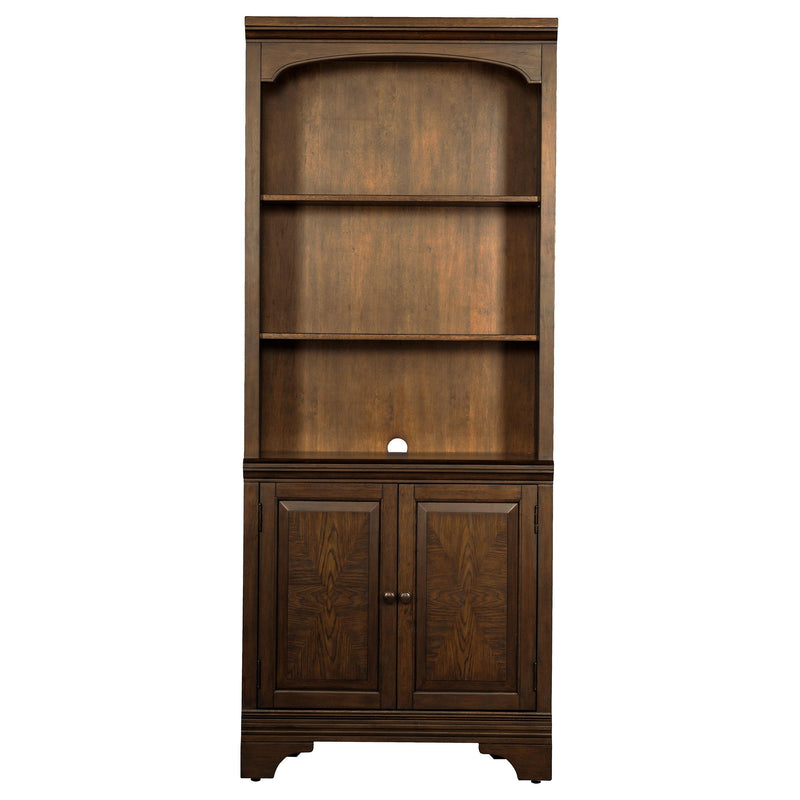 Hartshill 78-inch 3-shelf Cabinet Bookcase Burnished Oak - 881286