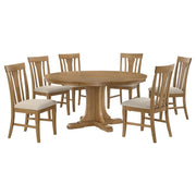 Hartville 7-piece Round Dining Table Set Natural Light Brown - 109460-S7