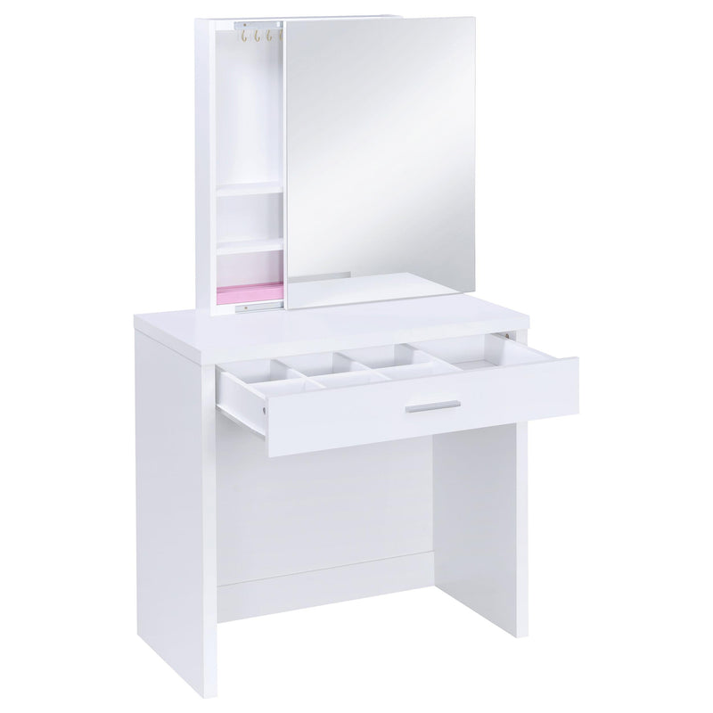 Harvey Vanity Set with Lift-Top Stool White - 300290