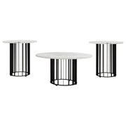 Haven 3-piece Round Marble Coffee and End Table Set Black - 706208-S3