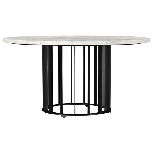 Haven Round Genuine White Marble Top Coffee Table Black - 706208