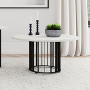 Haven Round Genuine White Marble Top Coffee Table Black - 706208