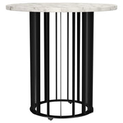 Haven Round Genuine White Marble Top End Side Table Black - 706207
