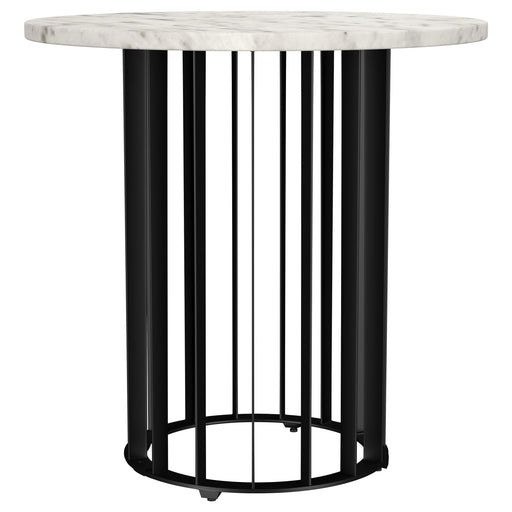 Haven Round Genuine White Marble Top End Side Table Black - 706207