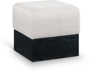 Havre Velour Fur Fabric Upholstered Ottoman in Beige - 22075Beige