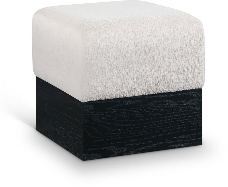 Havre Velour Fur Fabric Upholstered Ottoman in Beige - 22075Beige