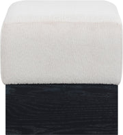 Havre Velour Fur Fabric Upholstered Ottoman in Beige - 22075Beige