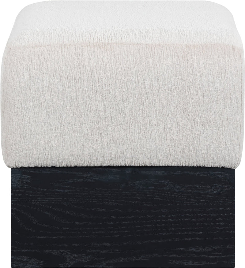 Havre Velour Fur Fabric Upholstered Ottoman in Beige - 22075Beige