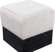 Havre Velour Fur Fabric Upholstered Ottoman in Beige - 22075Beige