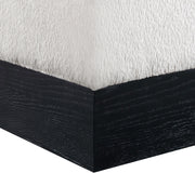 Havre Velour Fur Fabric Upholstered Ottoman in Beige - 22075Beige