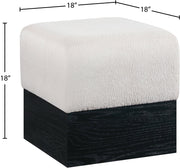 Havre Velour Fur Fabric Upholstered Ottoman in Beige - 22075Beige