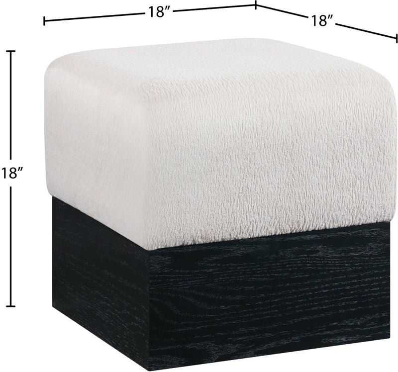 Havre Velour Fur Fabric Upholstered Ottoman in Beige - 22075Beige