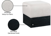 Havre Velour Fur Fabric Upholstered Ottoman in Beige - 22075Beige