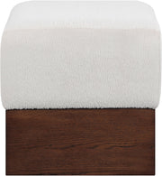 Havre Velour Fur Fabric Upholstered Ottoman in Beige - 22076Beige