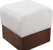 Havre Velour Fur Fabric Upholstered Ottoman in Beige - 22076Beige