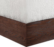 Havre Velour Fur Fabric Upholstered Ottoman in Beige - 22076Beige