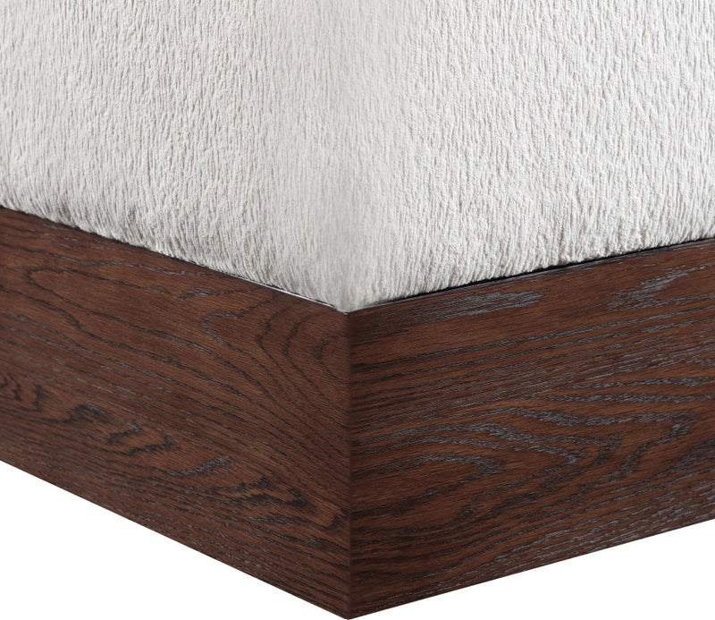 Havre Velour Fur Fabric Upholstered Ottoman in Beige - 22076Beige