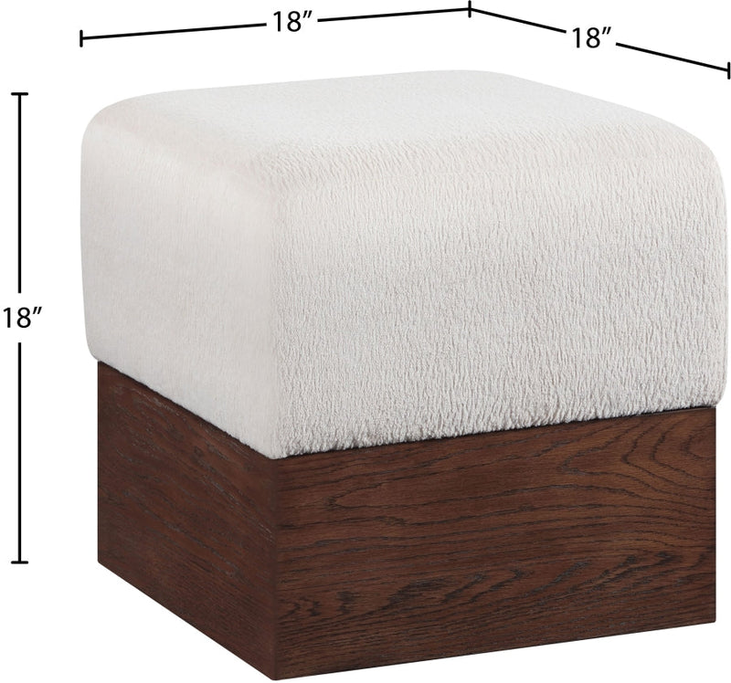 Havre Velour Fur Fabric Upholstered Ottoman in Beige - 22076Beige