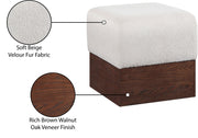 Havre Velour Fur Fabric Upholstered Ottoman in Beige - 22076Beige