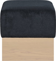 Havre Velour Fur Fabric Upholstered Ottoman in Black - 22074Black