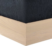 Havre Velour Fur Fabric Upholstered Ottoman in Black - 22074Black