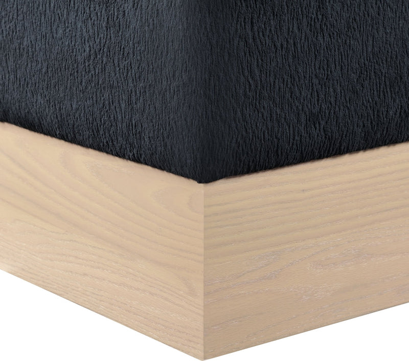 Havre Velour Fur Fabric Upholstered Ottoman in Black - 22074Black