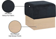 Havre Velour Fur Fabric Upholstered Ottoman in Black - 22074Black