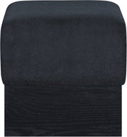 Havre Velour Fur Fabric Upholstered Ottoman in Black - 22075Black