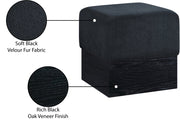 Havre Velour Fur Fabric Upholstered Ottoman in Black - 22075Black