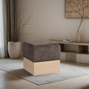 Havre Velour Fur Fabric Upholstered Ottoman in Brown - 22074Brown
