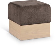 Havre Velour Fur Fabric Upholstered Ottoman in Brown - 22074Brown