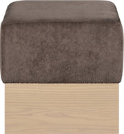 Havre Velour Fur Fabric Upholstered Ottoman in Brown - 22074Brown