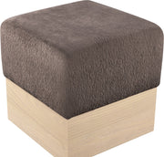 Havre Velour Fur Fabric Upholstered Ottoman in Brown - 22074Brown