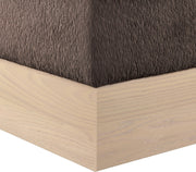 Havre Velour Fur Fabric Upholstered Ottoman in Brown - 22074Brown